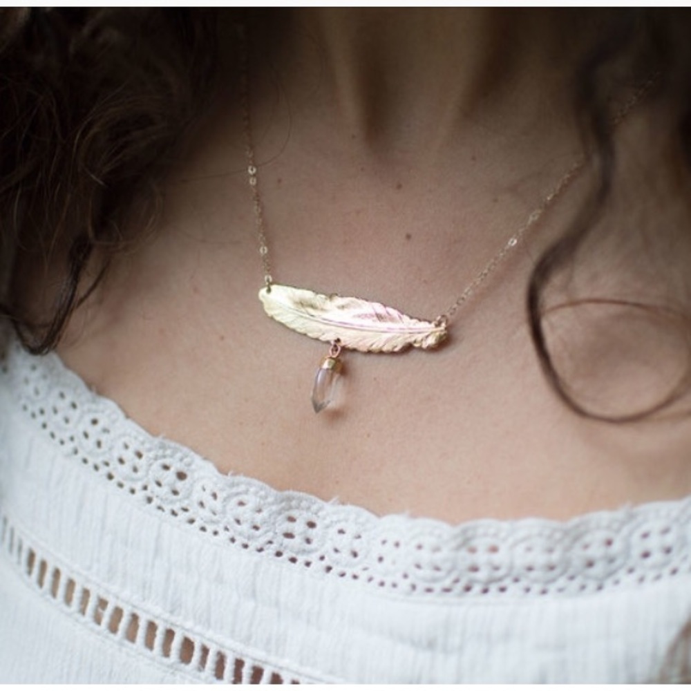 Feather & Quartz Necklace